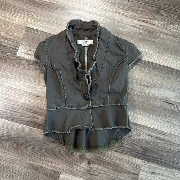 Vintage Justice Size Large Top Green Cotton Blend Romantic Grunge Indie Utility - Picture 1 of 10